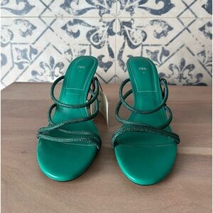 ZARA GREEN SPARKLY HEEL